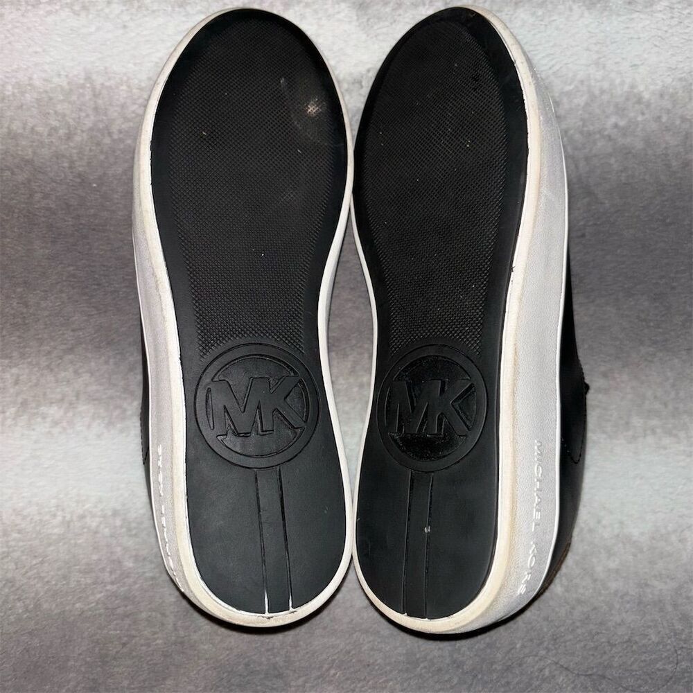 Michael Kors Mindy Women's Black Leather Gold Star Casual Sneakers - Picture 13 of 14